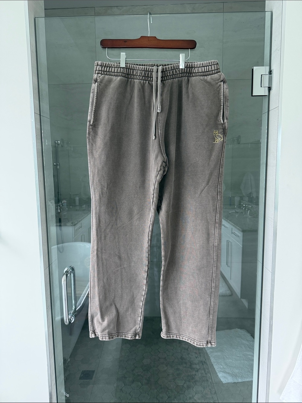 Men’s October’s Very Own Gray Drawstring Sweatpants with Embroidered Detail